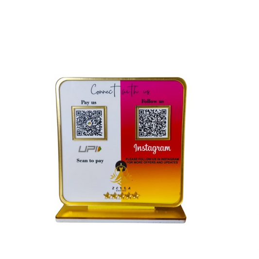 2 QR Colorful Golden Border Standee