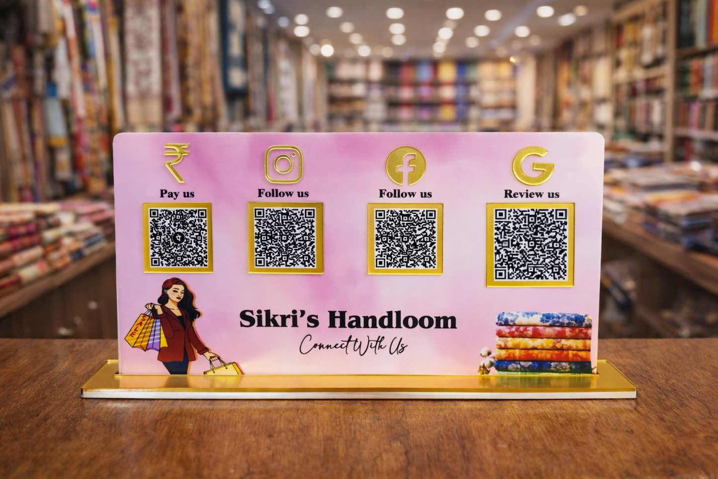 4 QR Horizontal Standee For Handlooms