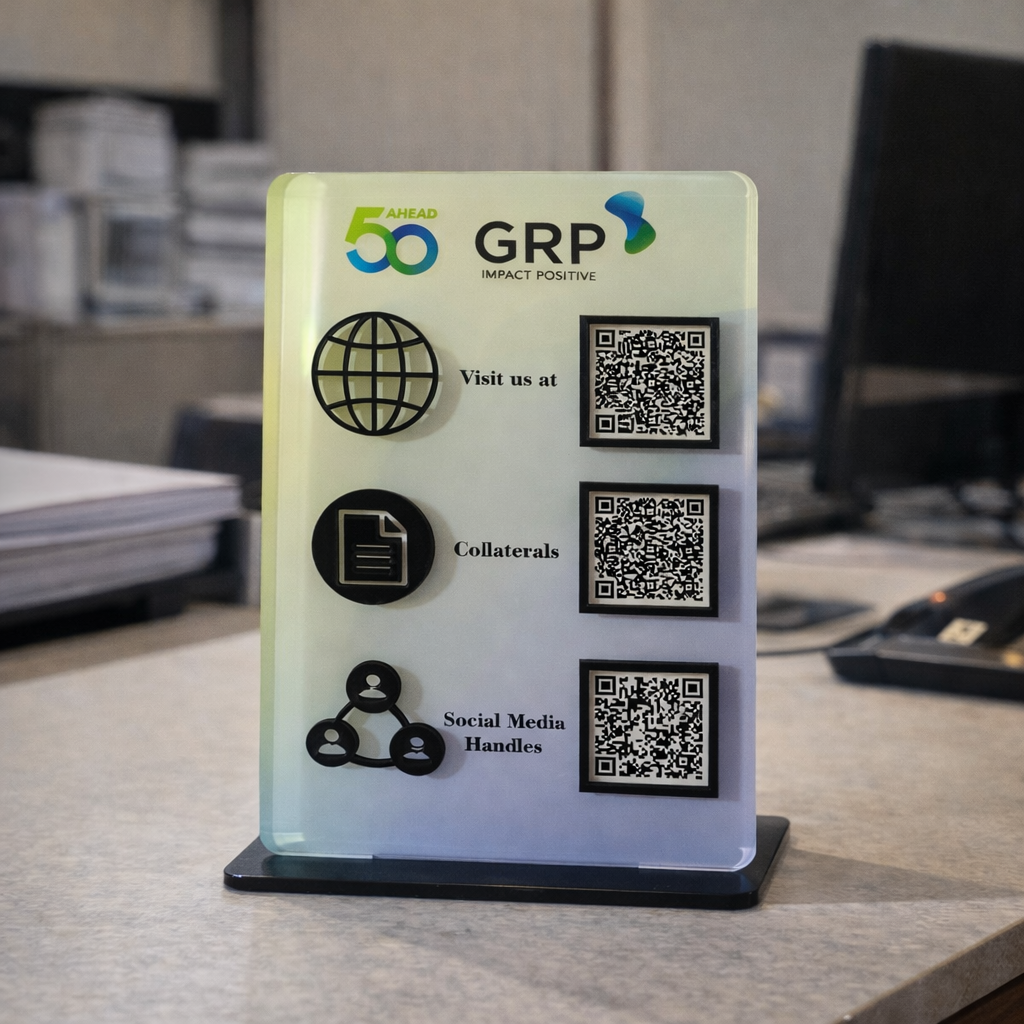 3 QR vertical standee