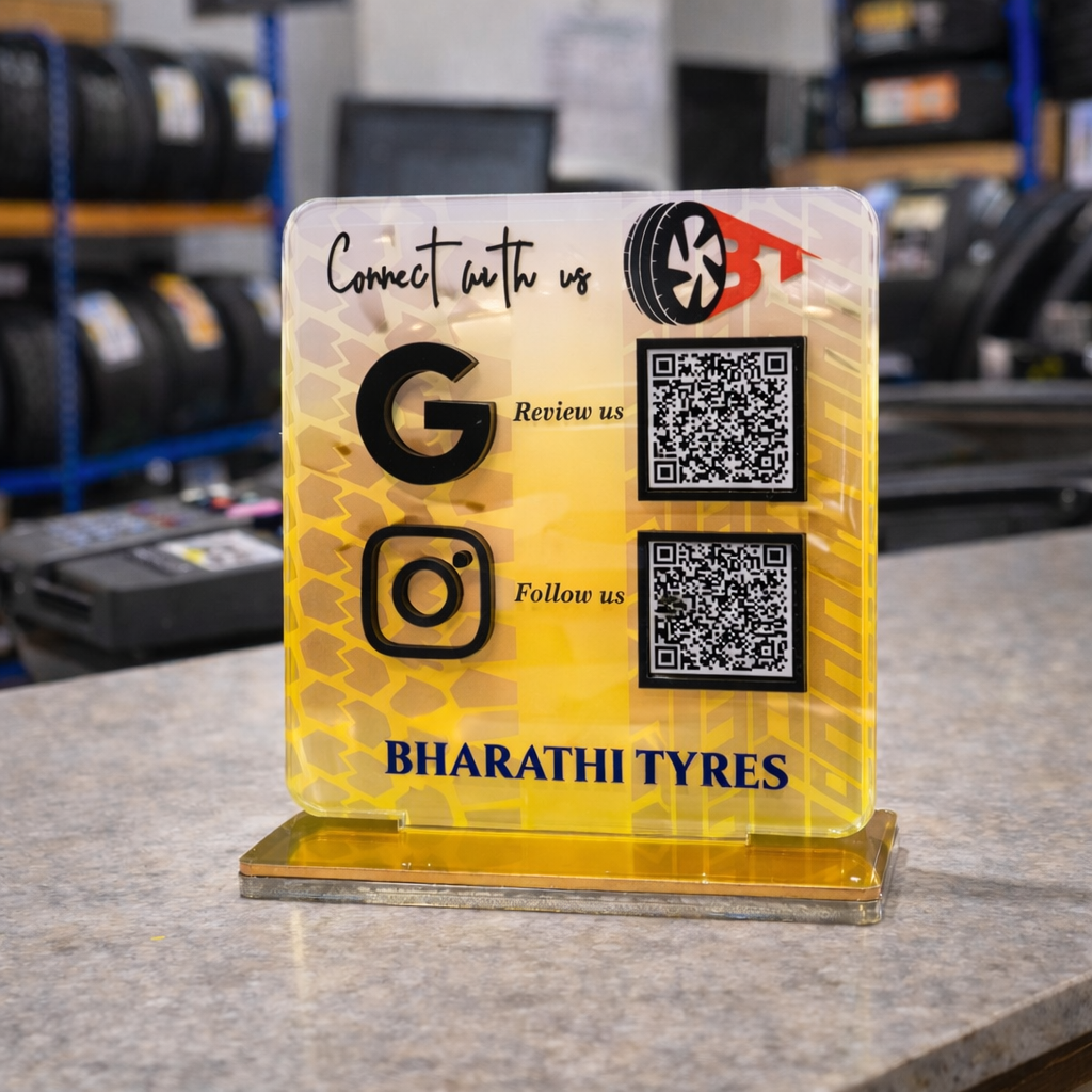 2 QR Digital Google Review Standee Tyres Shape