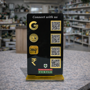 4 QR NFC Enabled Black Colour Vertical Standee For Salon and spa