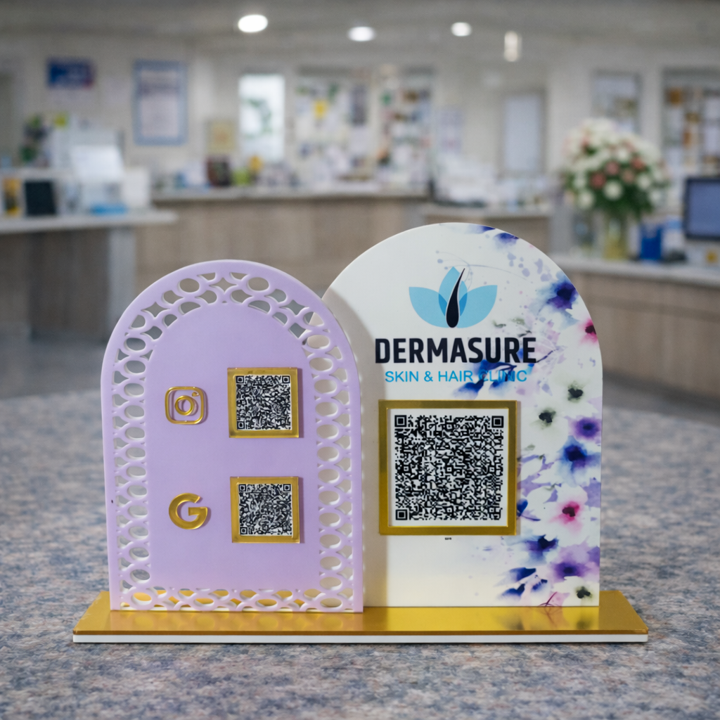 3 QR Standee Floral Dual Arch