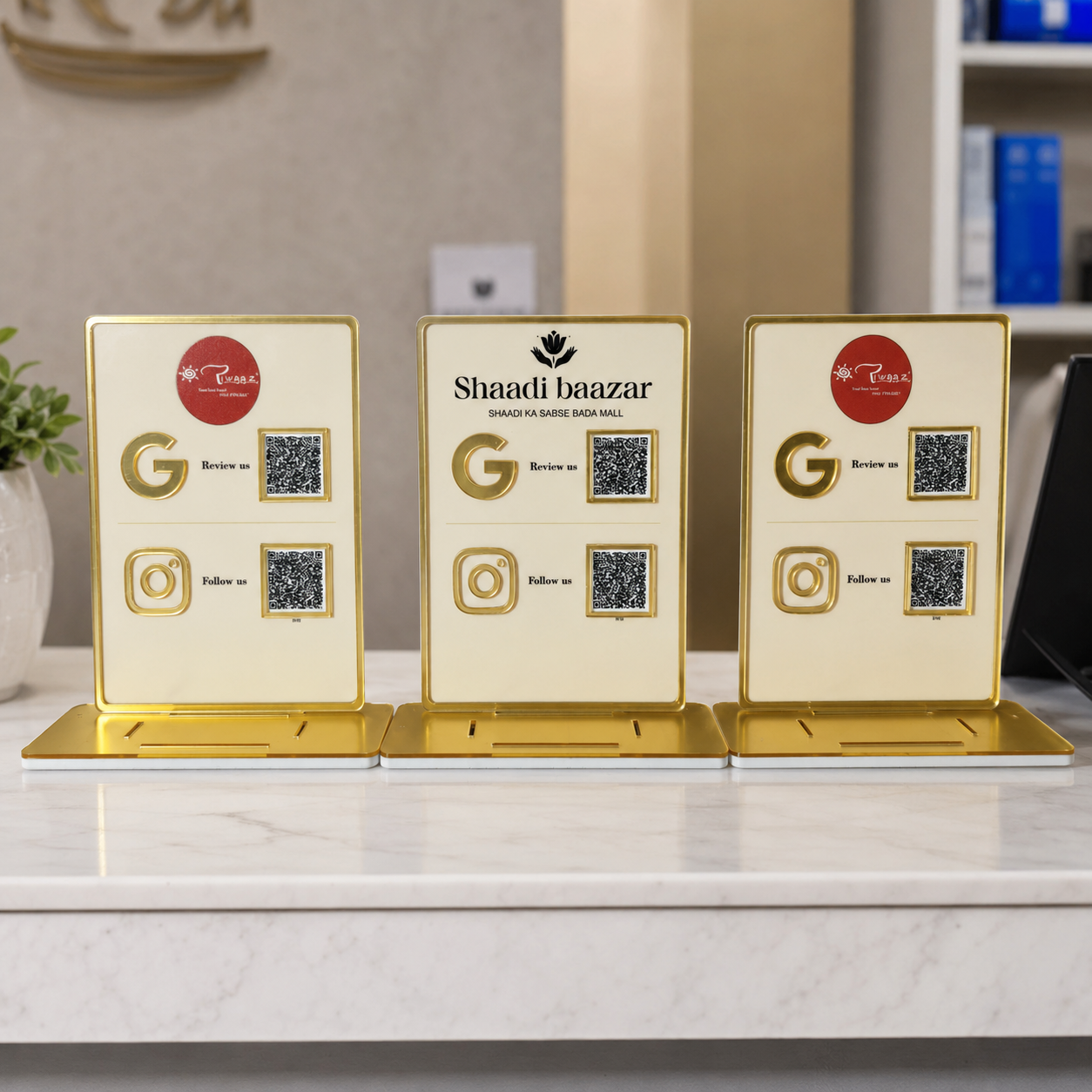 2 QR NFC Enabled Vertical Standee For Salon GYM Dental Clinic