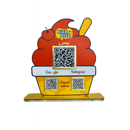 3 QR Ice Cream Cup Shape Standee