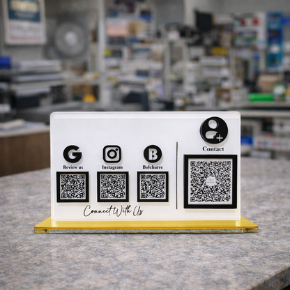 4 QR Horizontal Blue Colour QR Standee with Payment QR