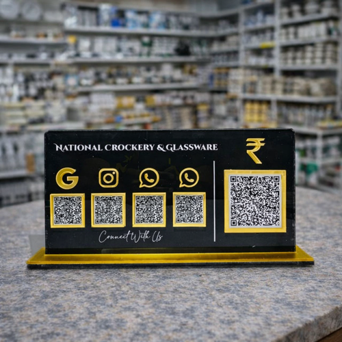 5 QR Black Horizontal Standee with Payment QR