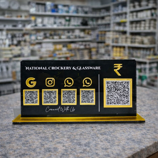 5 QR Black Horizontal Standee with Payment QR