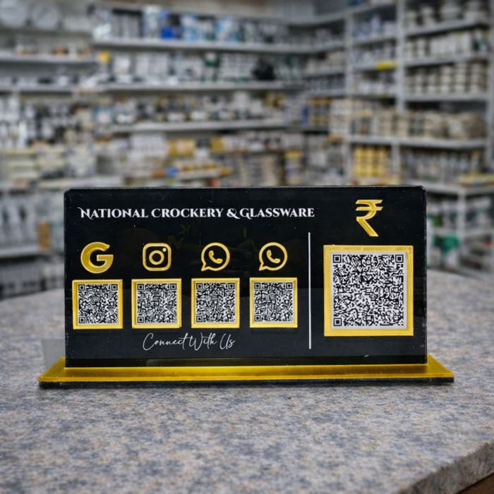 5 QR NFC Enabled Black Horizontal Standee with Payment QR