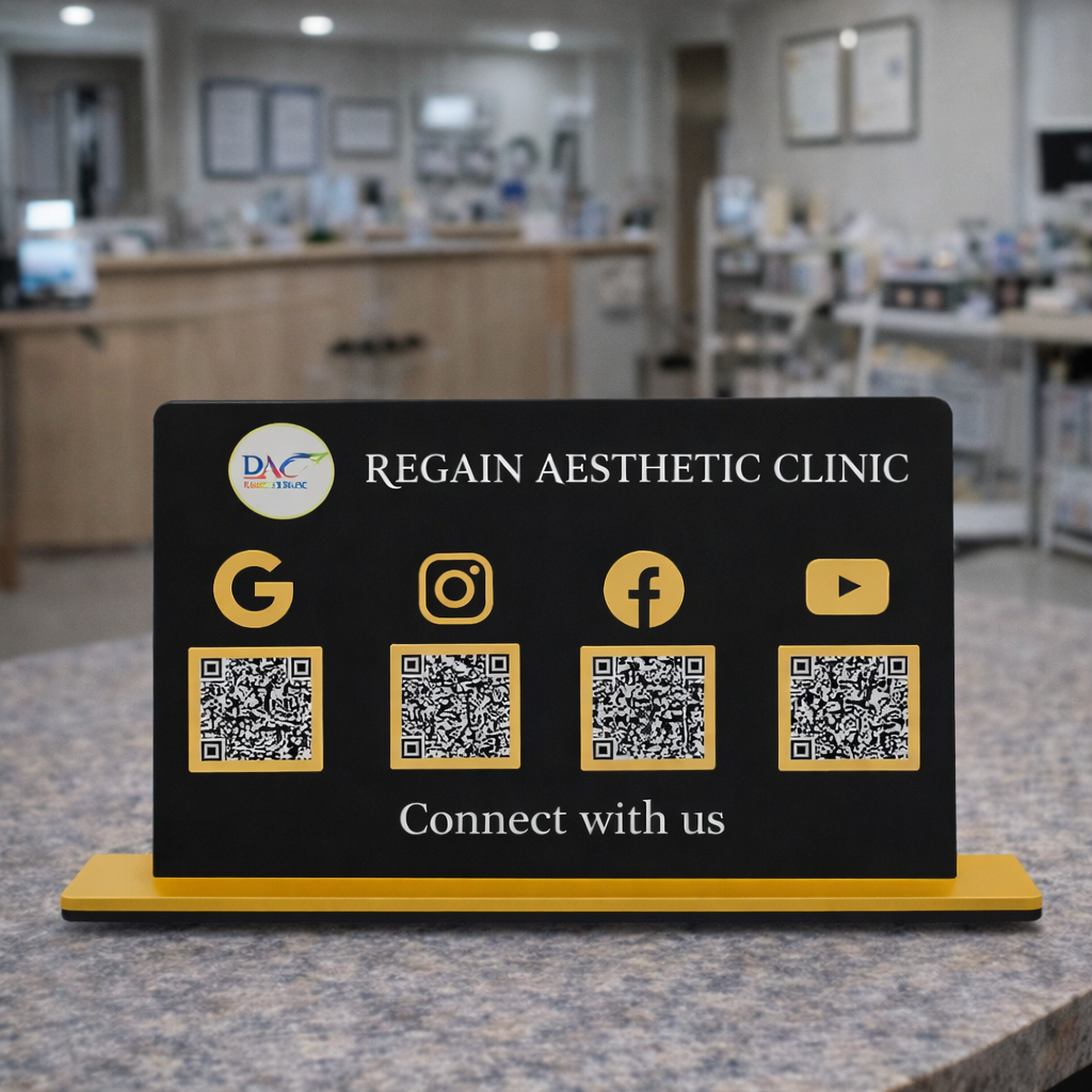 Black Colour 4 QR Digital Standee