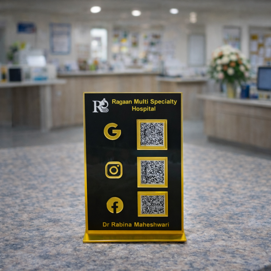 3 QR Black Golden Premium Standee