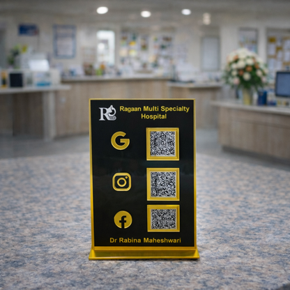 3 QR Black Golden Premium Standee