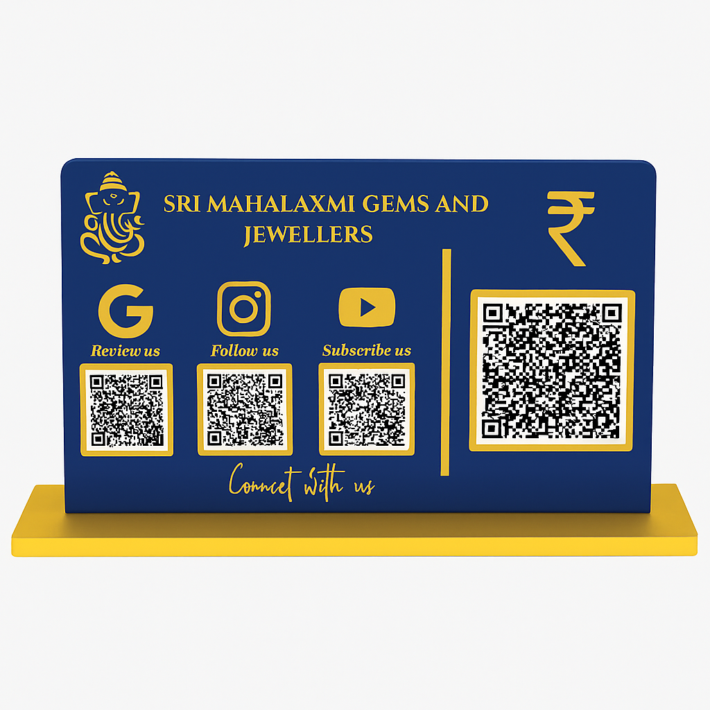 4 QR Multi Colour QR Standee with Payment QR(Horizontal)