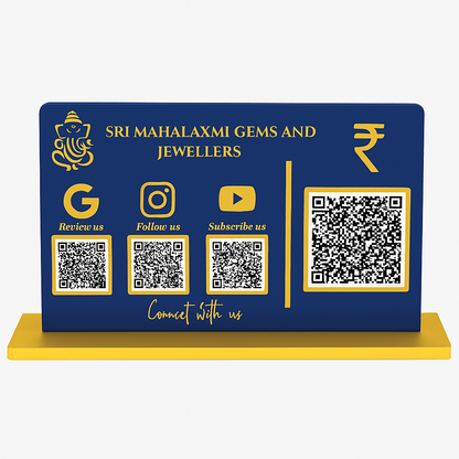 4 QR Multi Colour QR Standee with Payment QR(Horizontal)