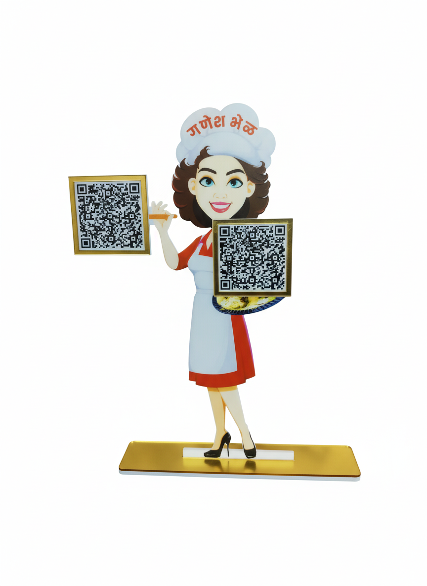 2 QR Girl Shape Standee