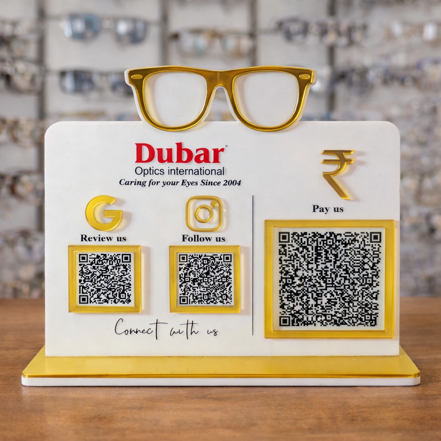 3 QR NFC Enabled Eyeglasses Cutout Optical Store Standee