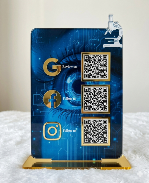 3 QR Vertical Eye Checkup Microscope Cutout Standee