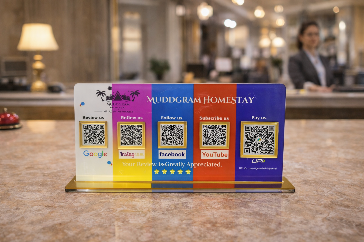 5 Qr In Multicolor Standee