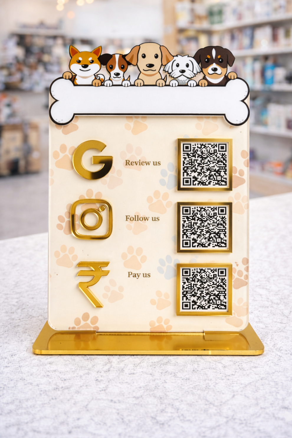 3 QR NFC Enabled Vertical Pets Cutout Standee For Pet Shops – Bharattapp