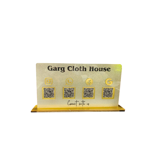 4 Qr Horizontal  Golden Frosted QR Standee with Payment QR
