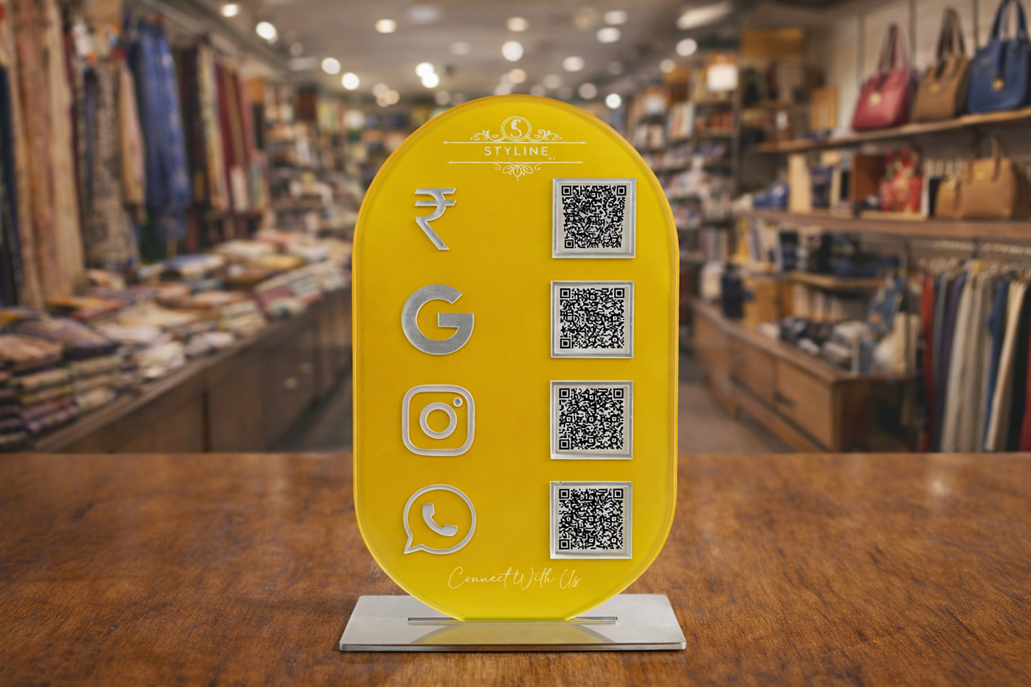 4 Qr Round Shape Vertical Standee