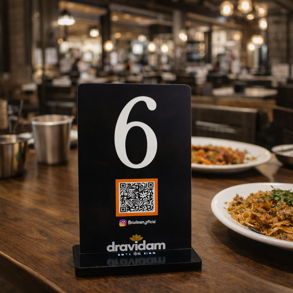 Luxe Black Table Number Menu Stand