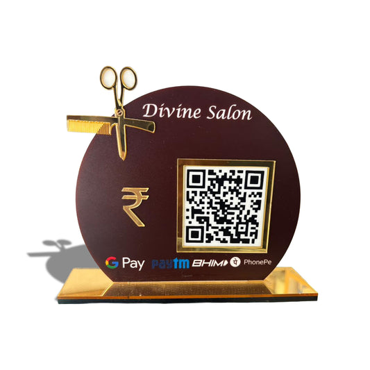 1 Qr payment Standee Salon shape