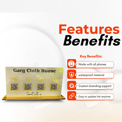 4 Qr Horizontal  Golden Frosted QR Standee with Payment QR