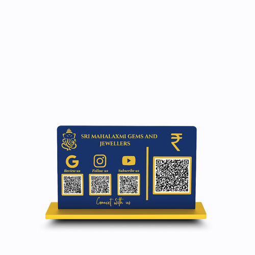 4 QR Horizontal Blue Colour QR Standee with Payment QR