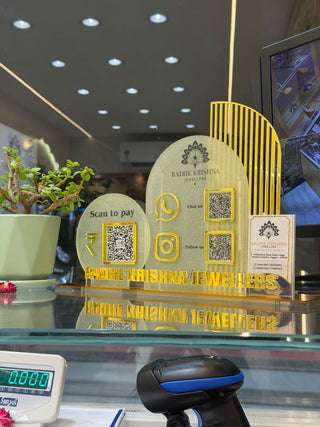 3 QR NFC Enabled Round Shape Standee For jewellers