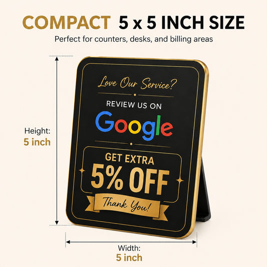 Google Review & Get 5% Off Offer Announcement Standee For Restaurent Cafe Hotel Salon Spa