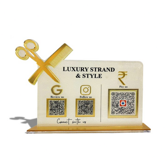 3 QR Frosted Salon Shape Standee