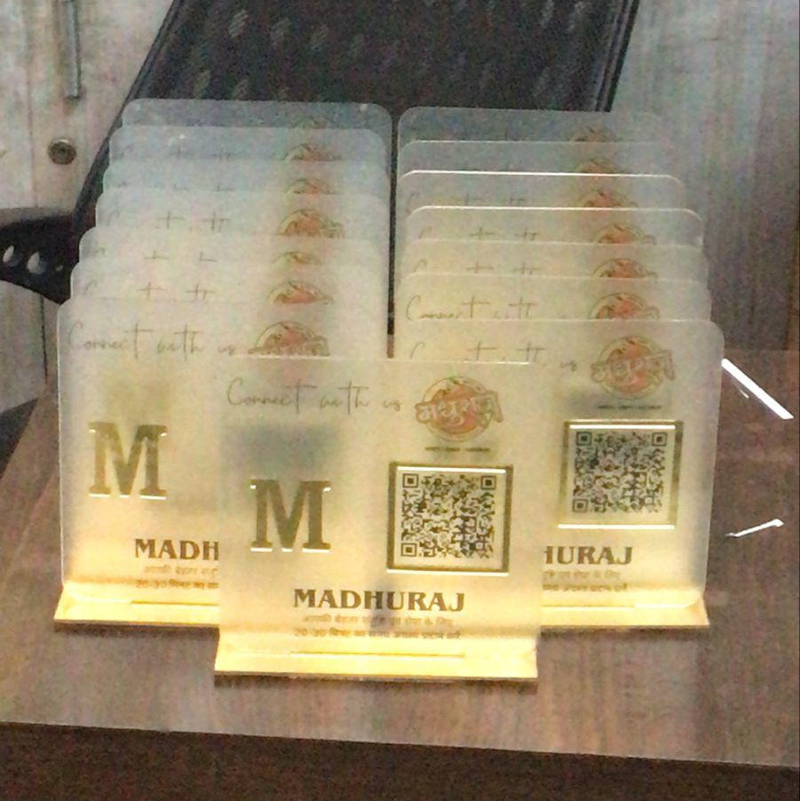 1 QR NFC Enabled Frosted Premium Menu Table Standee Pack for Restaurant | Cafe - Digital Menu