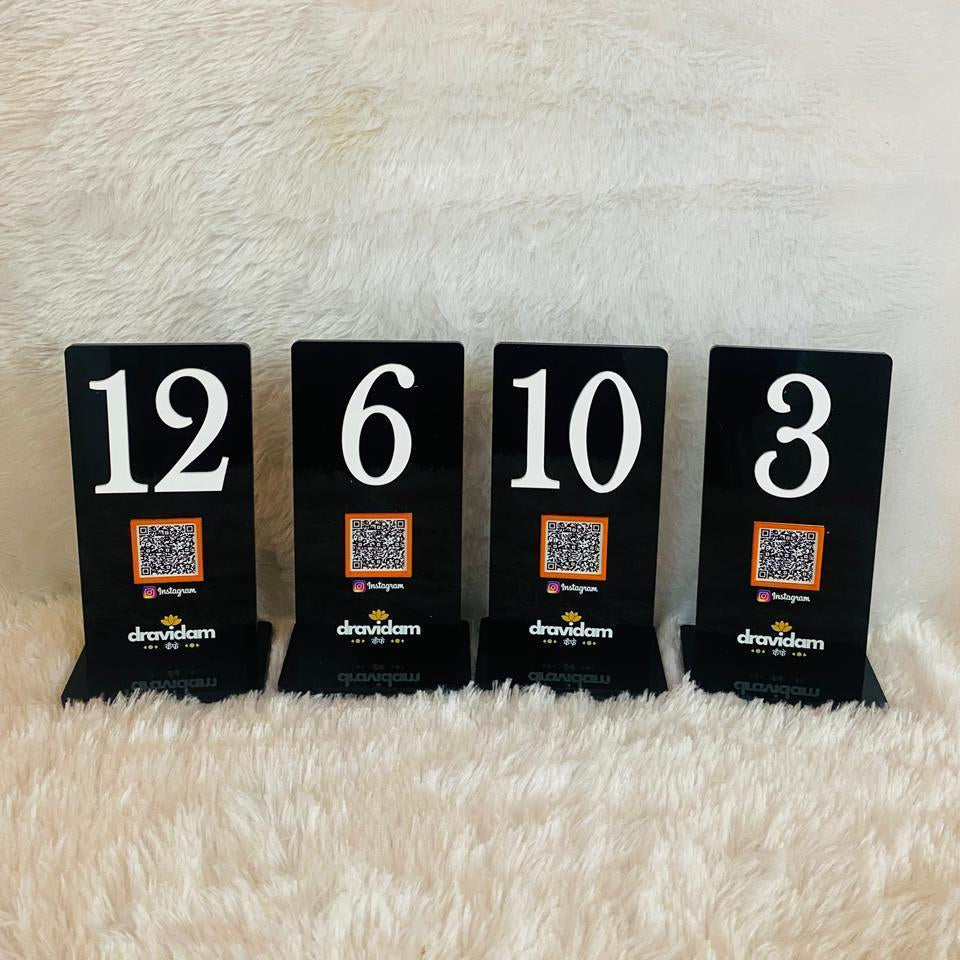 Luxe Black Table Number Menu Stand