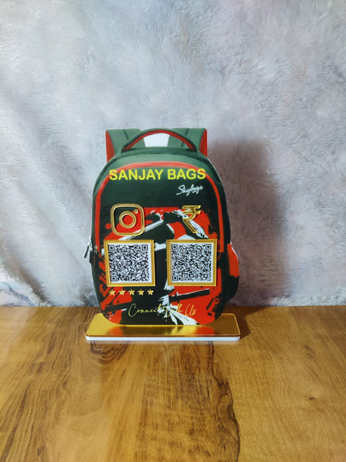 2 QR Backpack Shape Bag Shop Standee for Bag Store