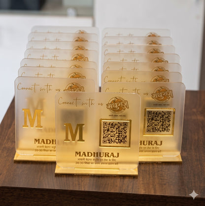 Premium Frosted Menu NFC Enabled QR Stand (Single) For Restaurant & Cafe