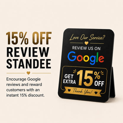 Google Review & Get 5% Off Offer Announcement Standee For Restaurent Cafe Hotel Salon Spa