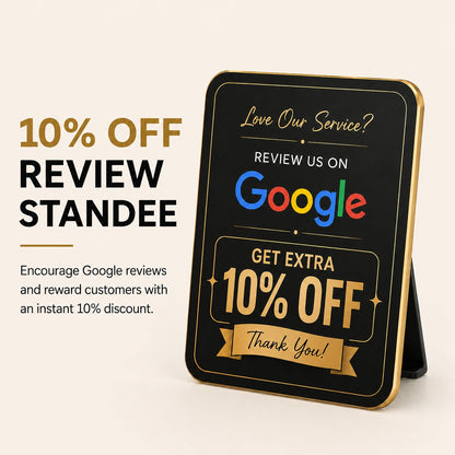 Google Review & Get 5% Off Offer Announcement Standee For Restaurent Cafe Hotel Salon Spa
