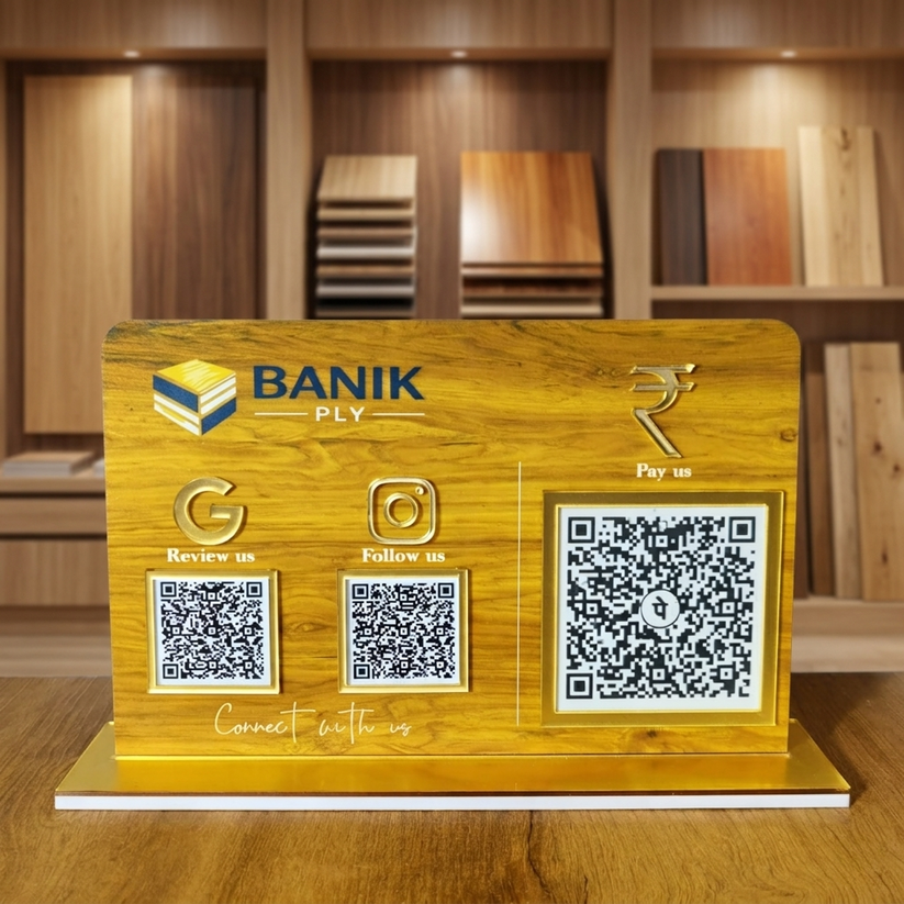 3QR NFC Enabled Horizontal Ply Interior Design NFC QR Display Wood Tex ...