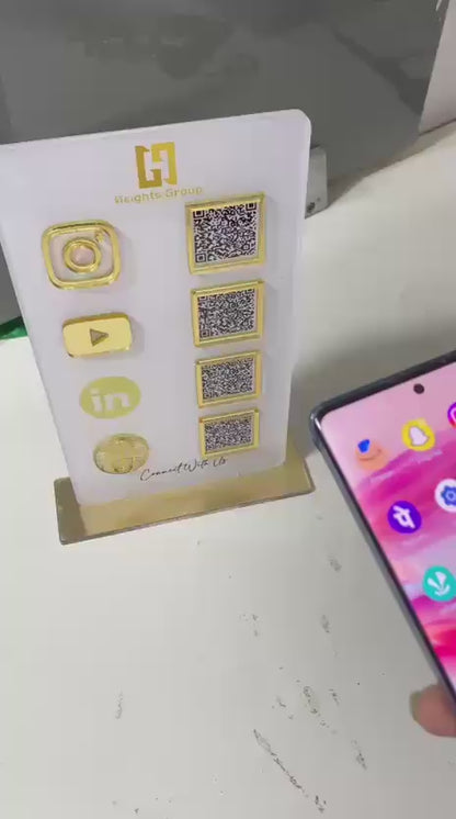 4 QR NFC Enabled White Vertical Digital Standee for Home Decor Interior Store & Decor Shop